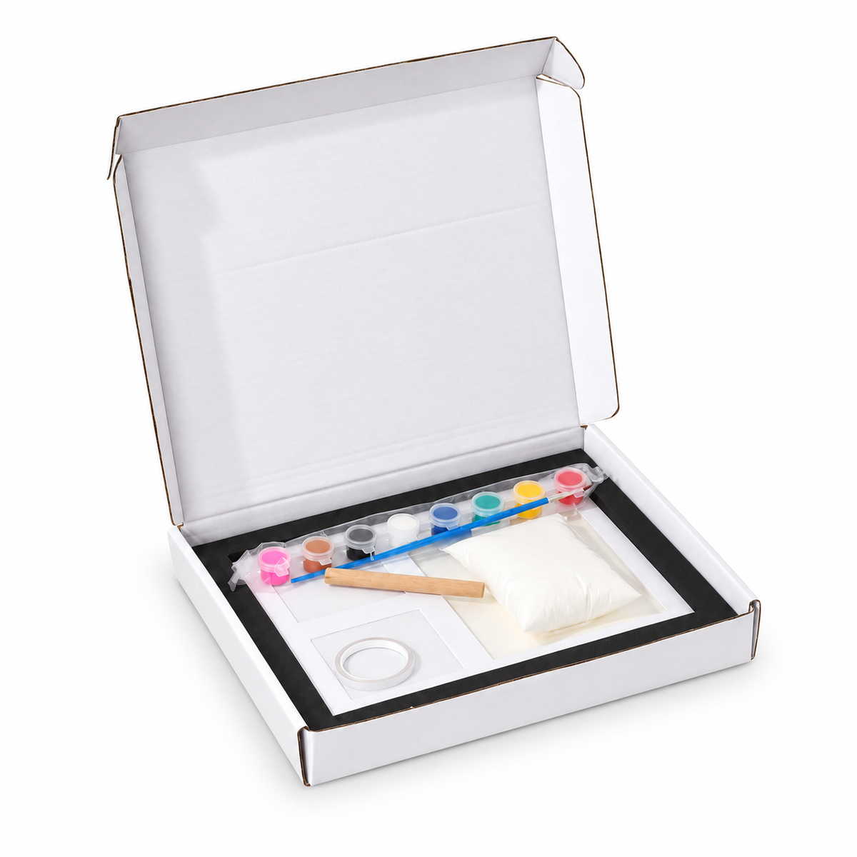 Paw & Cosy Print Kit with black frame and accessories in its open box