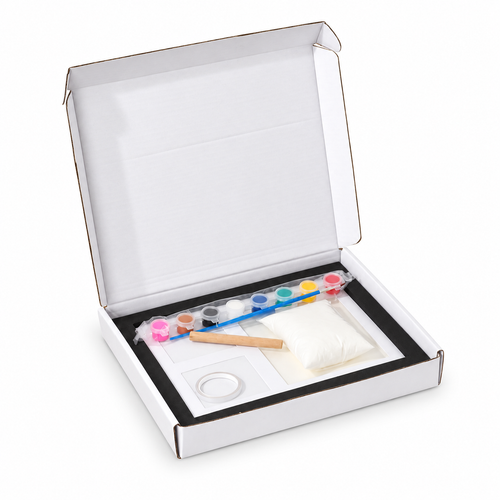 Paw & Cosy Print Kit with black frame and accessories in its open box