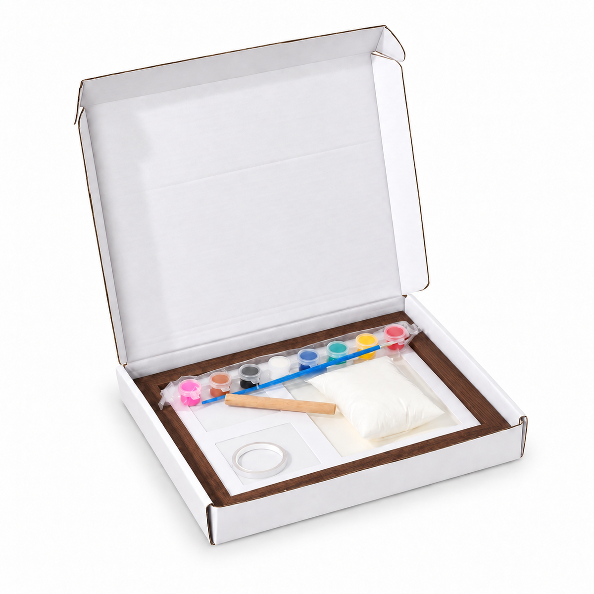 Paw & Cosy Print Kit with walnut frame and accessories in its open box