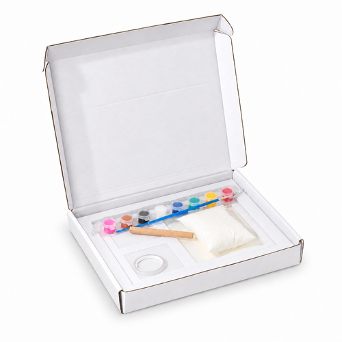 Paw & Cosy Print Kit with white frame and accessories in its open box